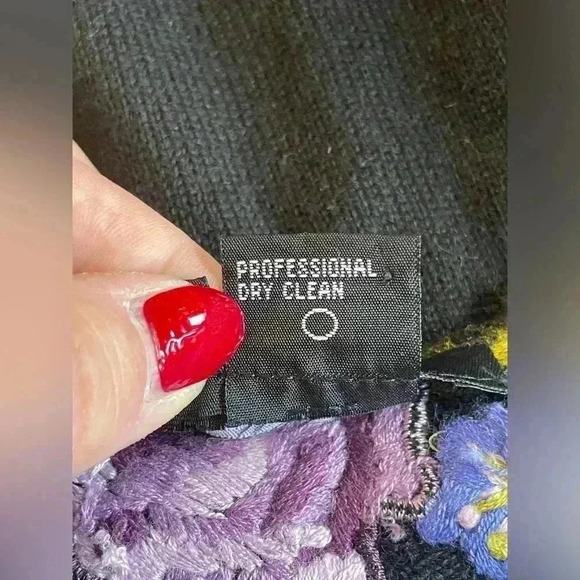 Karen Kane Vintage Silk Cashmere Embroidered Floral Pullover Sweater Large - Picture 6 of 9